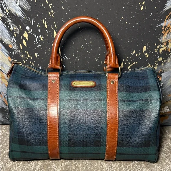 Polo by Ralph Lauren Tartan Blackwatch Boston with Leather Trim - Picture 1 of 13